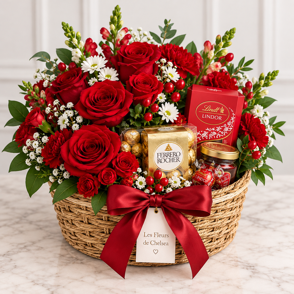 Panier fleuri gourmand – Rond