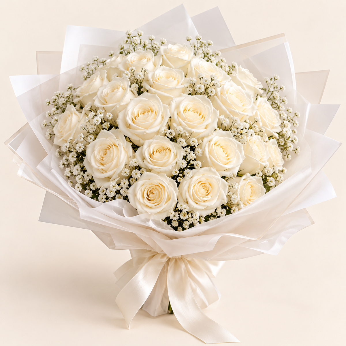 Bouquet de roses blanches classique