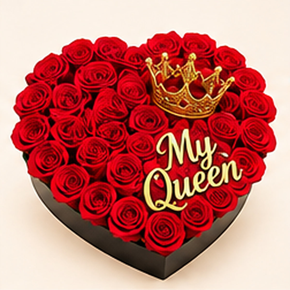 Boîte cœur de roses rouges « My Queen »