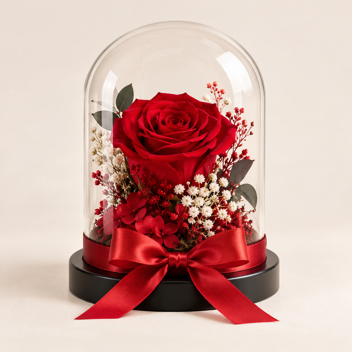 Rose éternelle sous cloche