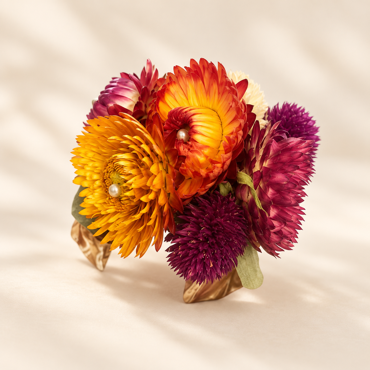 Corsage en fleurs séchées – Éclat d’automne