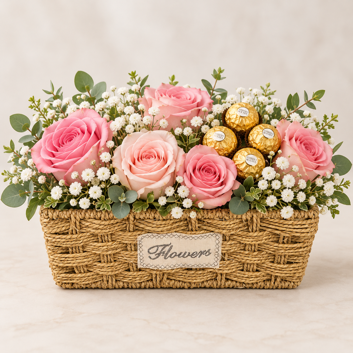 Panier fleuri gourmand – Rectangulaire