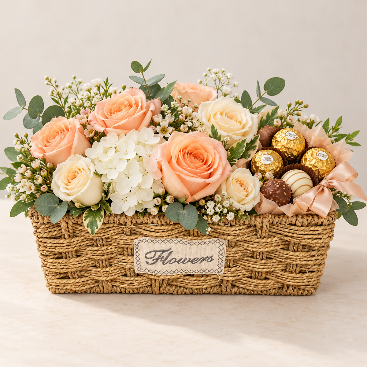 Panier fleuri gourmand – Rectangulaire