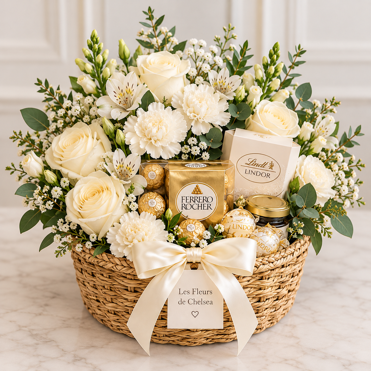 Panier fleuri gourmand – Rond