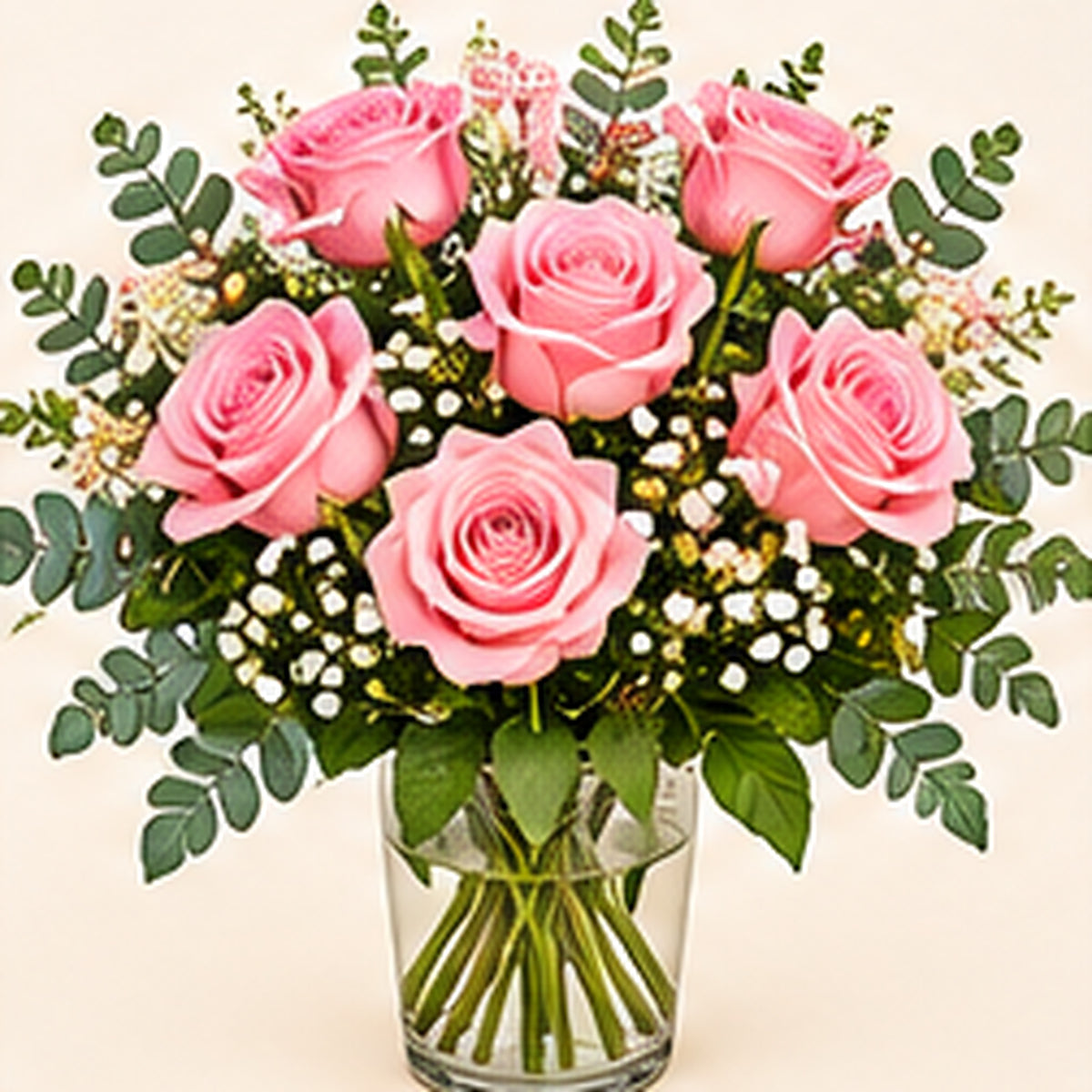 Bouquet de roses roses en vase
