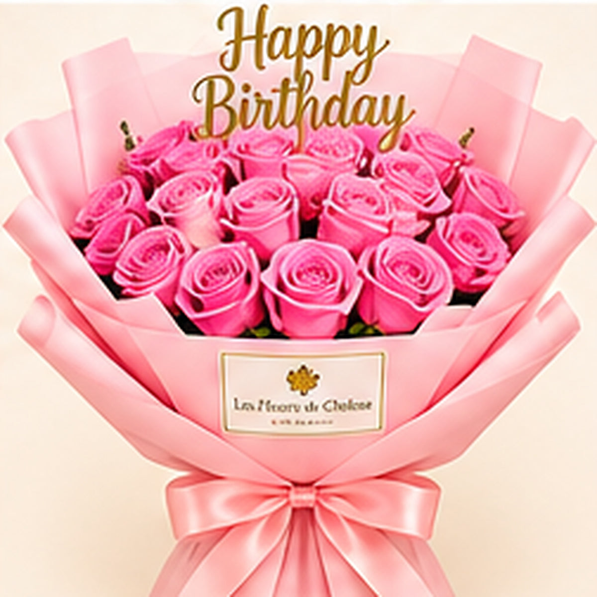 Bouquet de roses roses – Joyeux anniversaire