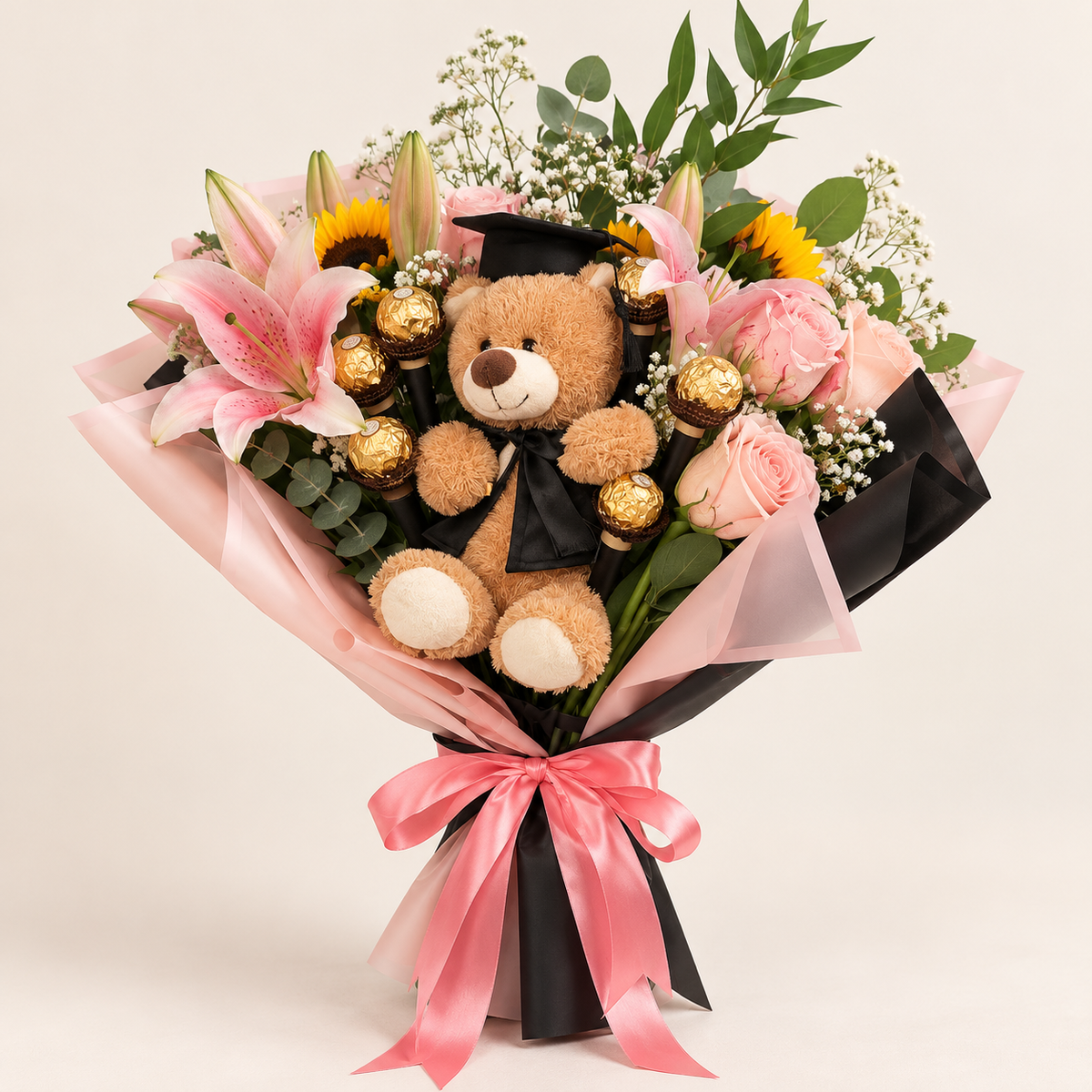Bouquet de fleurs avec Ferrero Rocher