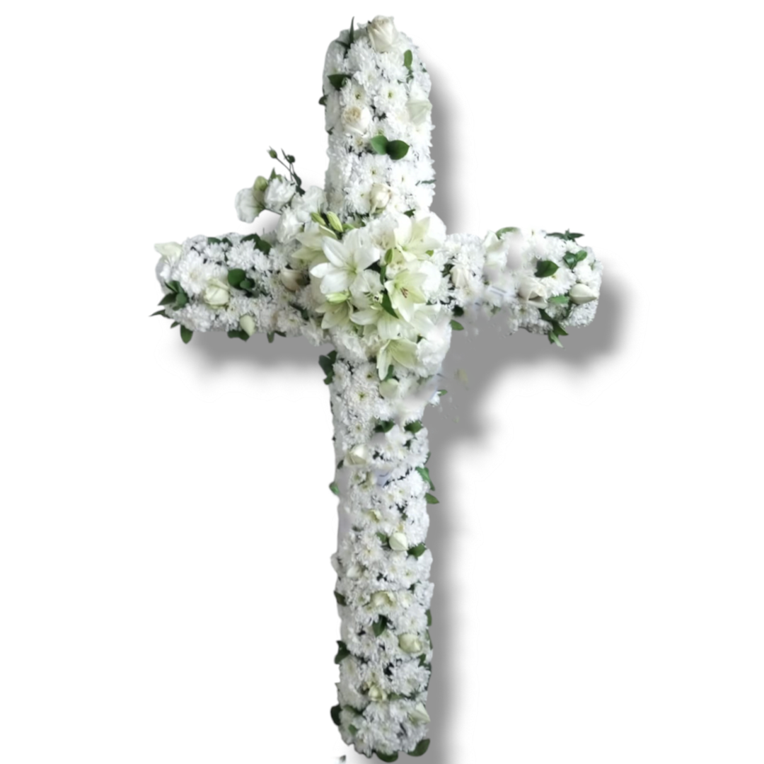 Croix funéraire blanche