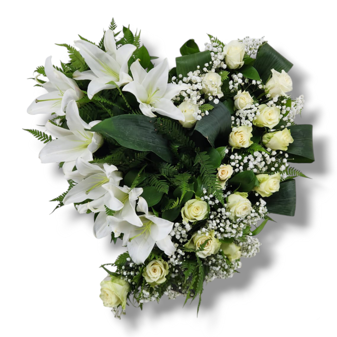 Cœur funéraire blanc et vert